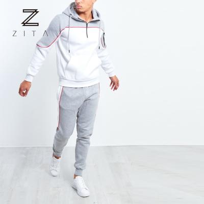 China Wholesale Mens Breathable Clothing OEM Service Half Zipper Gray And White Casual Tracksuits for sale