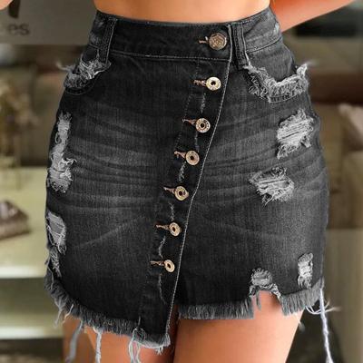 China Anti-static hot ladies jeans skirts custom short wrap lattice logo blue jeans mini skirt for sale