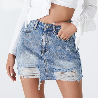 China Fashionable 2022 anti-static high waisted lattice short skirt women jeans denim lady custom made casual skirt for sale