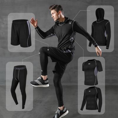 China 5 Piece Men's Jogging Sports Suit Sportswear Breathable Yoga Fitness Sports Suit Men's Jogging Sports Suit for sale