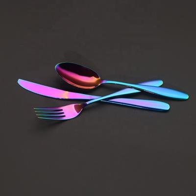 China Viable Modern Kallete 18/10 Stainless Steel Rainbow-Plating Cutlery Set Including Knife Fork Spoon, Hotel Restaurant Dinnerware Flatware for sale