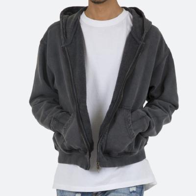 China High Quality Viable Oversized Vintage Washed Zipper Hoodie OEM Logo Fleece 100%cotton for sale