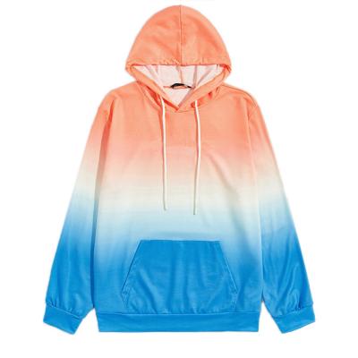 China Custom Viable High End Customized Gradient Sweatshirt Viable Hoodies Blue and Orange Shade Dip Dye Hoodies for sale