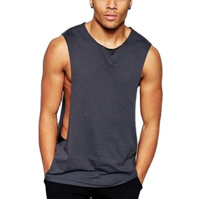 China Breathable Breathable 100 Cotton Custom Gym Wear Men's Drop Sleeve Opening Empty Tank Top for sale