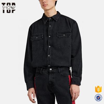 China Wholesale Men Breathable Supplier OEM China Long Sleeve Black Denim Shirts for sale