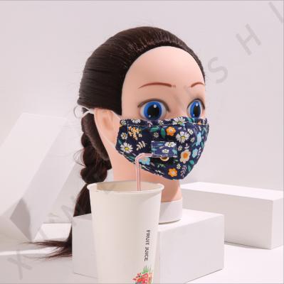 China Washable Floral Cloth Face Cover With Drinking Hole For Kids And Adults for sale