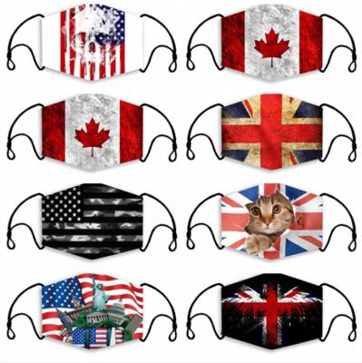 China Dust Prevention America Canada UK Flag 3D Printing Cloth Face Cover With Filter for sale