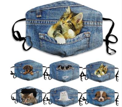 China Washable And Reusable Face Cartoon Denim Dust Cover For Adults And Dust Proof Face Covers for sale