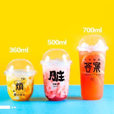 China Clear Customized Logo U Shape Disposable Plastic PP Cup With Lid for sale