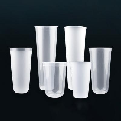 China 12oz 14oz 16oz 20oz 32oz 360m 400ml 500ml 600ml 700ml 1000ml single wall logo bubble tea pp injection hard plastic cups for sale