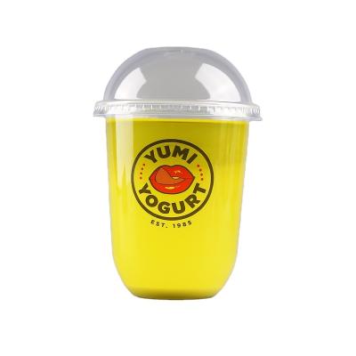 China 500-95 16oz 500ml PP Bubble Boba Tea Single Wall Disposable Plastic Milkshake U Shape Cups With Dome Lid Cover for sale