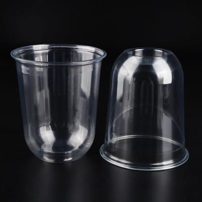 China 500-96 16oz 500ml clear cold boba tea pet plastic beverage beverage cup U shape for sale