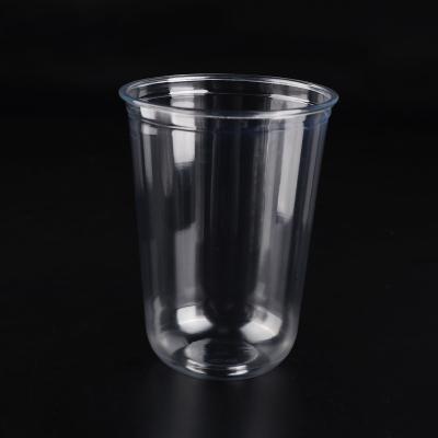 China 500-89 16oz 500ml Single Wall Clear U Shape Pla Plastic Cold Cup for sale