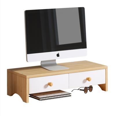 China (Other) Adjustable Single Wooden With Drawer Can Store Computer To Monitor Shelf Storage Stepped Desk Organizer for sale