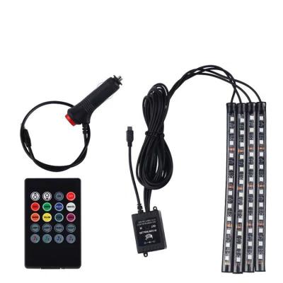 China Flexible ABS RGB LED Strip With Wireless Remote Sound Activated Control Internal Car Foot Atmosphere Light In 12V for sale