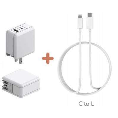 China Travel Adapter USB C MFi Palladium Adapter with Cable for iPhone Fast Charge 50% in 30 Minutes for sale