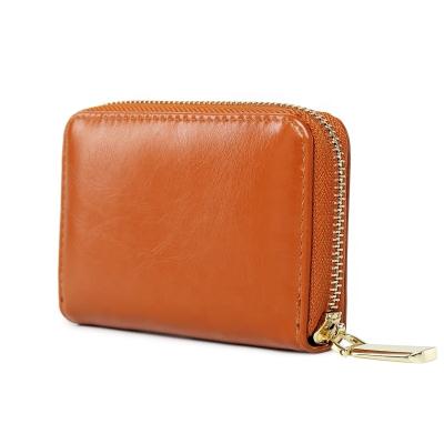 China Wholesale Custom Cheap Zipper PU Card Holder Leather Wallet FSW120 Anti-theft for sale