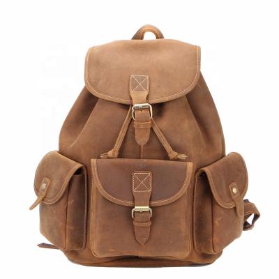 China Cowboy Vintage Anti-theft Bookbag Satchel Leather Unisex Travel Hiking Hiking Backpack FSM68 for sale