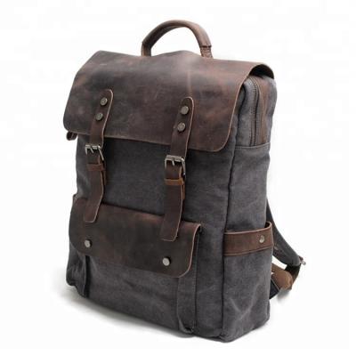 China With new multifunctional handle fashion men backpack vintage canvas backpack leather school bag MC8064K-1 for sale