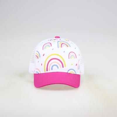 China wholesaler COMMON Chinese cute style curved sun visor rainnow logo baby kid children baseball cap for sale