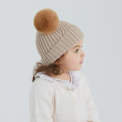 China COMMON Winter Girls Newborn Kids Knit Pom Pom Big Bobble Beanie Hat Wholesale for sale