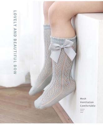 China Lovely Girl Bow Cotton Mesh Socks Summer Breathable Ultra Thin Breathable Tube Socks for sale