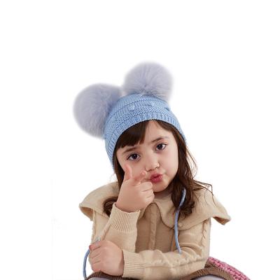 China Pure Color Pom Pom Wool Knit Hat Beanie Winter COMMON Kids Child for sale