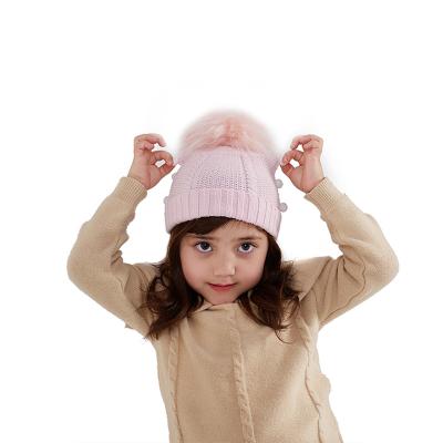 China Winter COMMON Baby Acrylic Knitted Beanie Hat With Fluffy Pom Pom for sale