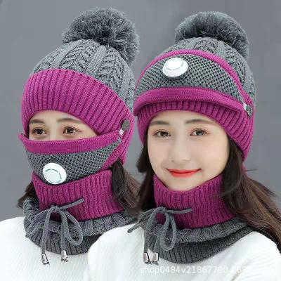 China JOINT Multifunctional Hat Knitted Hat With Mask Wool Cycling Hat for sale