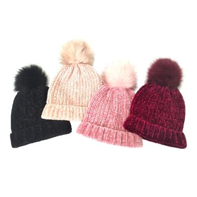 China JOINT Knitted Lady Hats Beanie Pom Pom Beanies Logo Oem Beanie Gorras Winter Hat Originals for sale