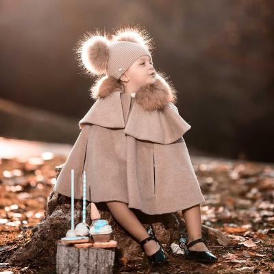 China Winter Reversible Girls Winter Reversible Coat Dress Cloak Cape Warm Dishonest Woolen Girls Windproof for sale