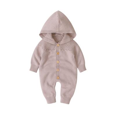 China New Hooded Acrylic Kids Knit Sweater Babies Cotton Rompers Jumpsuit for sale