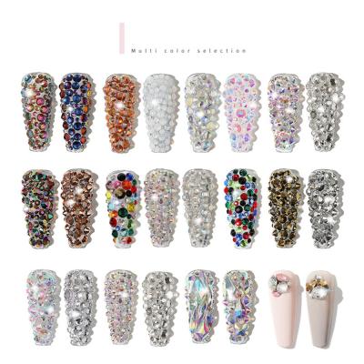 China Easy Apply New Crystal Nail Rhinestone Decorative Nail High Quality Design Glass Nail Rhinestone Listing Flat Back Set for sale