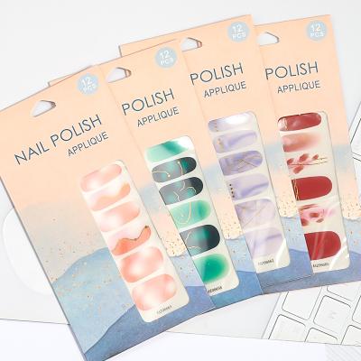 China Non-toxic Large Style European and American 3D Nail Stickers Full Bronzing Four-in-one Set With Rubbing Strips Nail Polish Film Stickers for sale