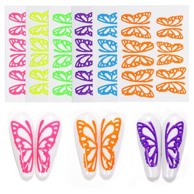 China Non-Toxic Latest Hot Selling Nail Stickers Digital Tangerine Duck Butterfly Nail Decorations European and American Nail Decals 6 Color Set for sale