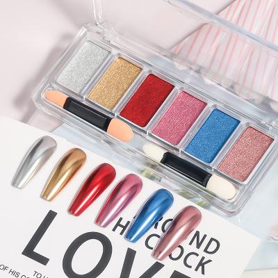 China Easy Apply 2021 New Nail Art Solid Aurora Powder Mermaid 6 Colors Glaze Transparent Magic Mirror Powder Six-Color Transparent Magic Powder Set for sale