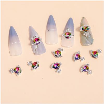 China 2022 new product rhinestone nails the nail Art Saturn Charm Accessories Press on nails with rhinestones for sale