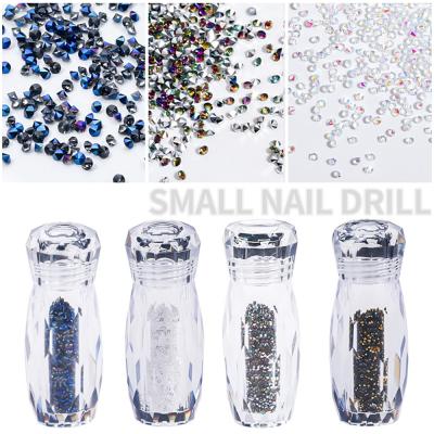 China New Non-Toxic Micro Transparent Nail Art 3D Diamonds Headed Caviar Gold Black Steel Pearl Metal Nail Bottom Decorative Bottle Fake Stone for sale