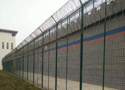 China Pvc Anti Climb Fence , Green High Security Welded Mesh Fence C/W Clamp Bar for sale