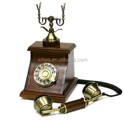 China Retro Office Antique High Quality Decorative Telephone Room Vintage Telephone Wooden Telephone With Rotary Dial for sale