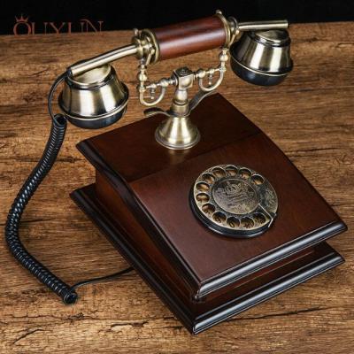 China Antique Classic Land Line Telephone Telephone Set Hand Drawing Flowers Rotary Telephone for sale