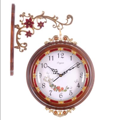 China Antique Style Double Sided Decoration Station Old Style Wooden Wall Clock for sale