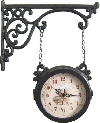 China Retro Style Antique Home Decoration Double Side Style Wooden Wall Clock for sale