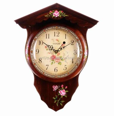 China Morden Antique Wall Clock Design Hand Painted Wooden Wall Clock for sale