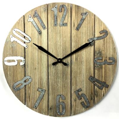 China IRON+MDF Modern Wall Clock Rustic Custom Large Decorative Wall Clock for sale