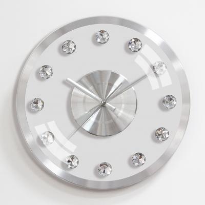 China Home Decor Radio Round Shape Metal Wall Clock Crystal Display Crushed Diamond Wall Clock For Gift for sale