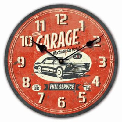 China Retro Antique Style Metal Digital Round Wall Clock With Car Design For Home Decor Indoor Clock for sale