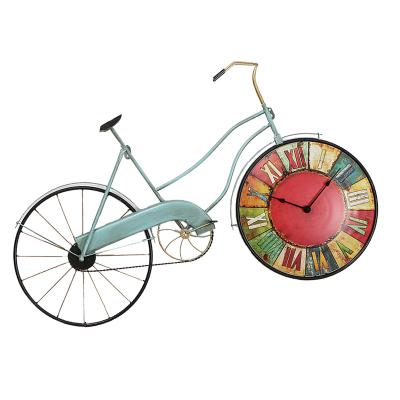 China Art Creative Fancy Retro Iron Decorative Wall Clocks Bike Cafe Decoration Wall Clock for sale