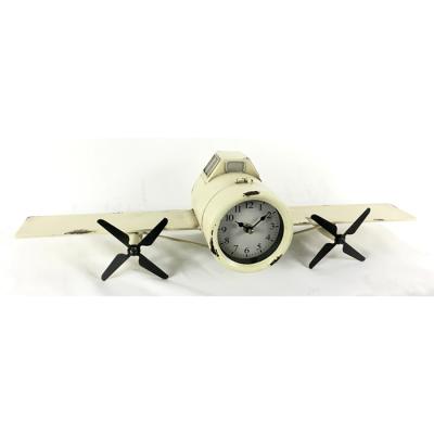 China Creative retro antique style airplane metal desk clock for decoration for sale