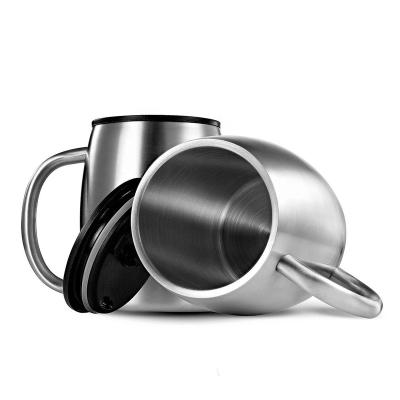 China Sustainable 450ml Double Wall Stainless Steel Eco - Friendly Mug , Coffee Mug , Beer Mug With Lid for sale